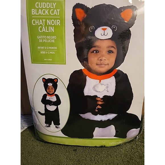 Cuddly Black Cat Costume (6-12 Months) | Multicolor | 3 Pc. New Infant Dress Up - Picture 2 of 6